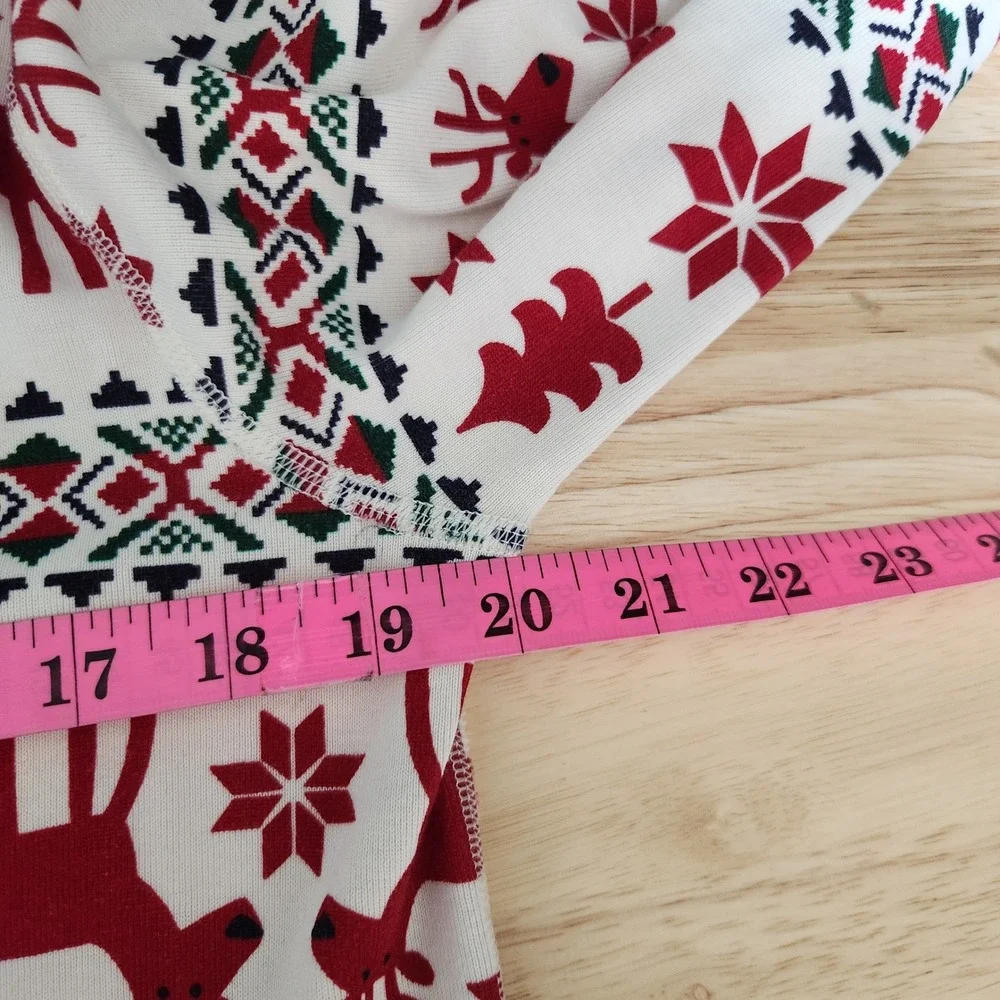 Hanna Andersson Reindeer Fair Isle Organic Cotton Nightgown Red Cream Medium